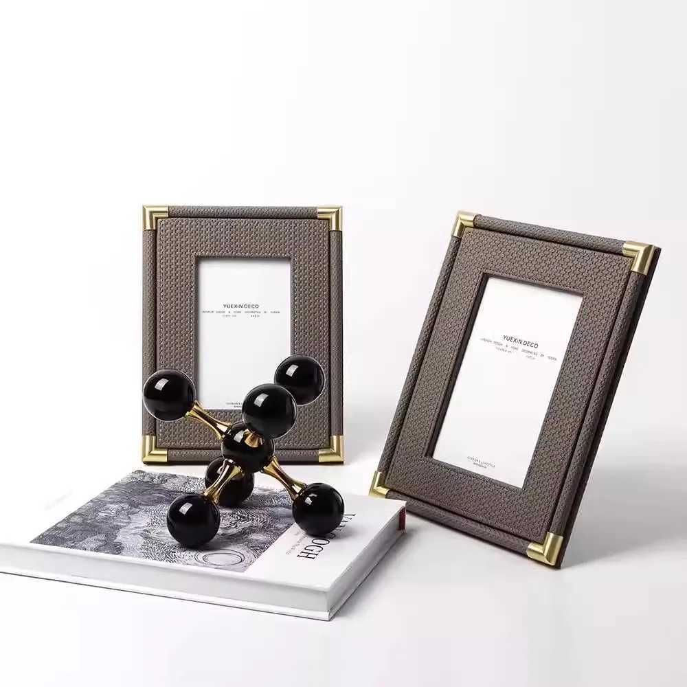 Modern Luxury Woven Texture Leather Picture - Elegant Decorative Tabletop Frame for Bedroom and Home Decor L251110 H260306