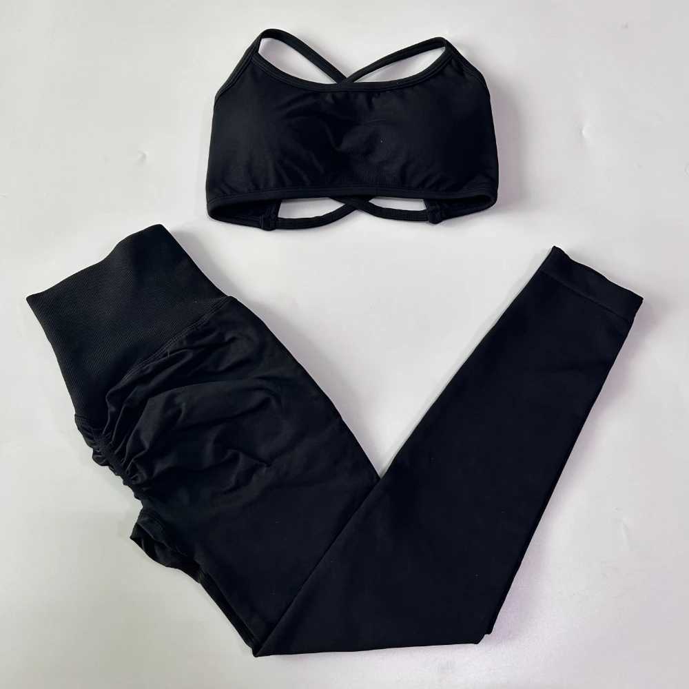 2-piece dynamic yoga set womens Scrunch Legging backless sports bra fitness setW250411