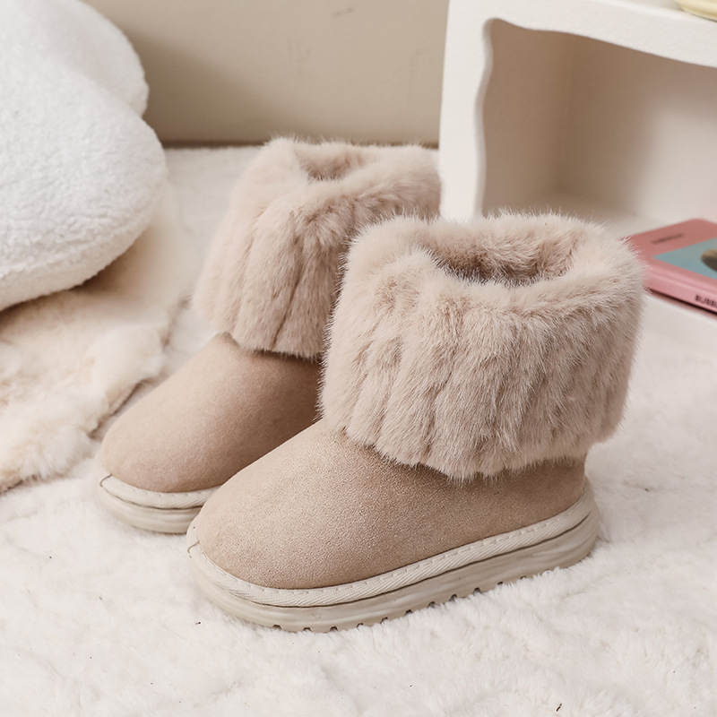 Shoes for Kids Winter Girl's Round Toe Toddler Plush Warm Winter Proof Casual Kidszworld Girls Snow Boots Size 25 - 36 K0218