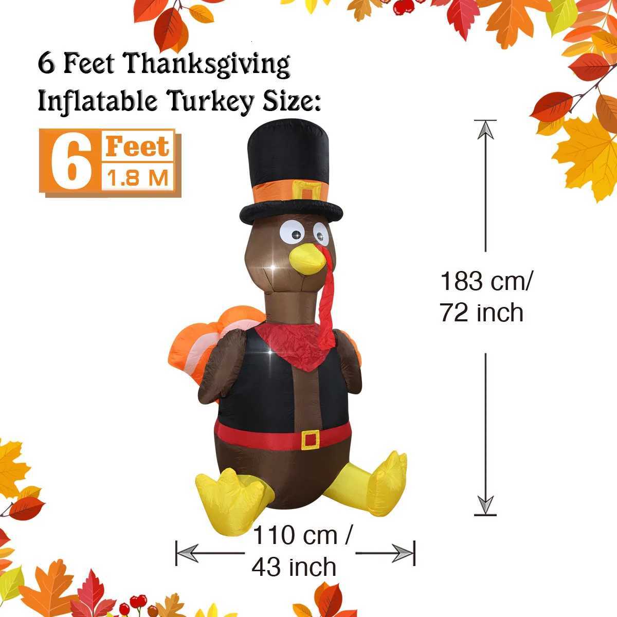 Christmas Thanksgiving Inflatable Turkey Decoration with LED Lights Suitable for Fall Harvest Party Indoor and Outdoor Shopping Mall Yard Y251111