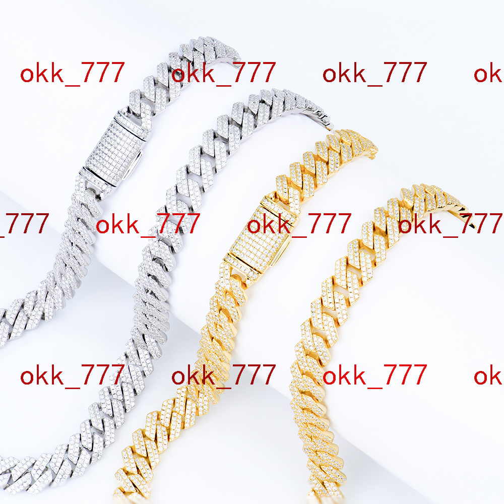 Custom Fine Jewelry 8mm 18k Gold Plated 925 Sterling Silver Mossanite Moissanite Diamond Cuban Link Chain Necklace for Men Gift