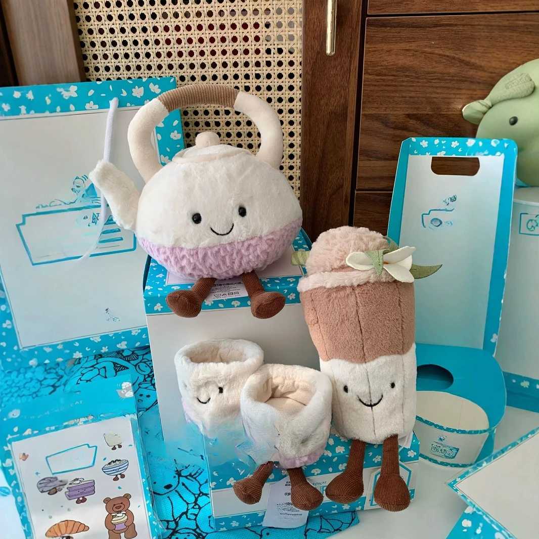 Label Jelly Cat Mulan Latte Bubble Teacup Doll Soft Pillow Cute Holiday Birthday Gift Girl Stuffed Toy W250411