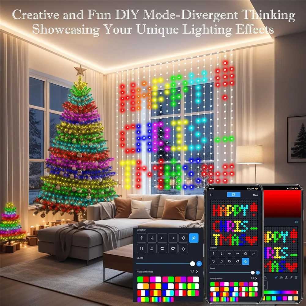 Christmas 400-800 LED RGB Smart Curtain Lights with MusicApp Controls and RemoteLED Party Lights for Wedding/Valentines Day/Birthday Y251111