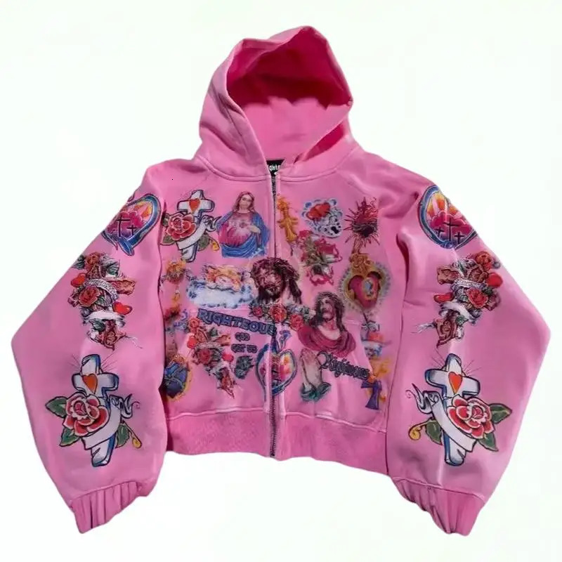 Jesus Y2K Hoodie Jesus Print Hoodie Gothic Harajuku Jacket 251110