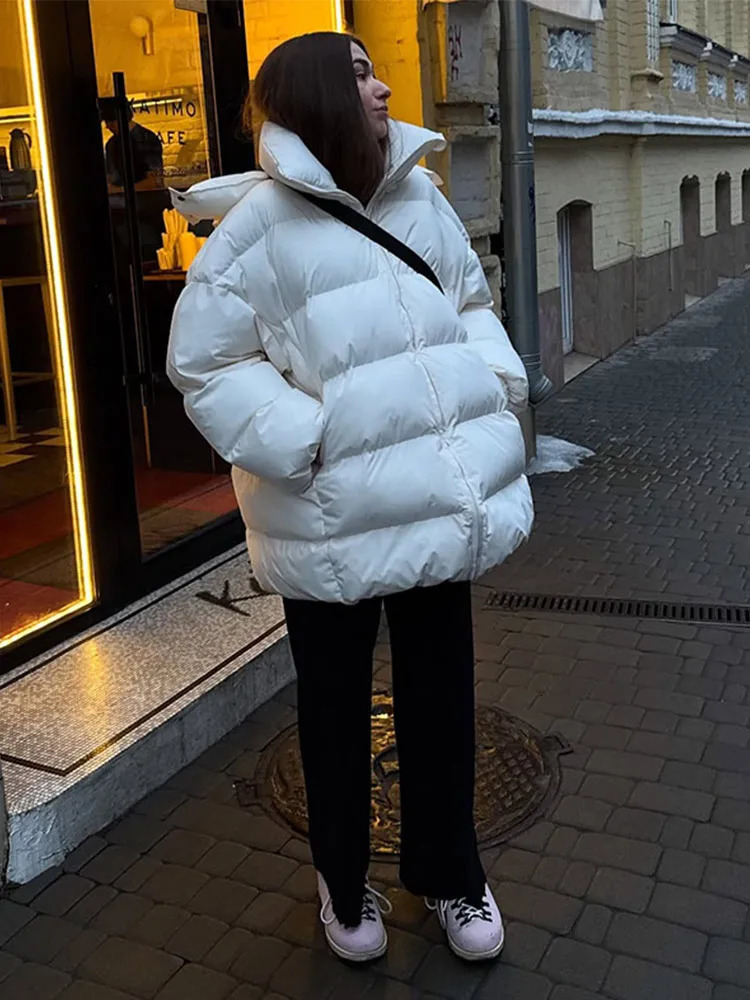 Fashion Thicken Hooded Cotton Jacket For Women Oversize Long Sleeve Zipper Warm Coat Winter Female Street Loose Parkas Outerwear 251103