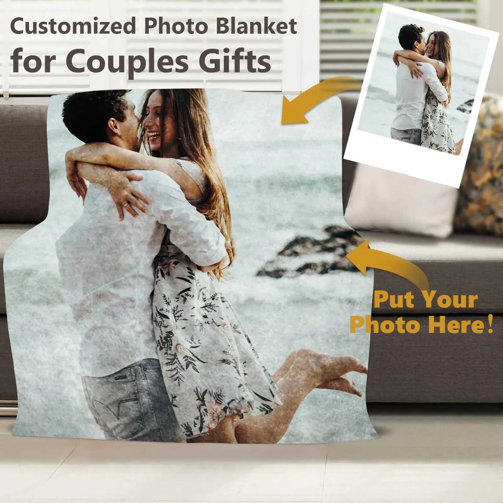 Custom Blanket with Picture Text Customized Fleece Photo Blanket for Couples Gifts C251111