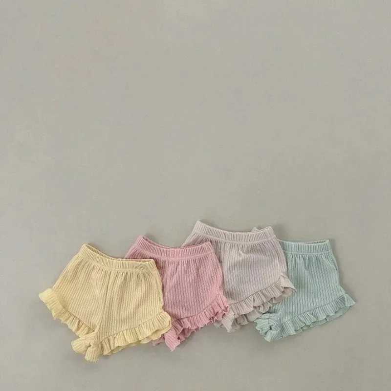 Baby summer cotton ribbed clothing set childrens short sleeved top T-shirt+shorts 2-piece set childrens casual pleated clothing setXJ250410