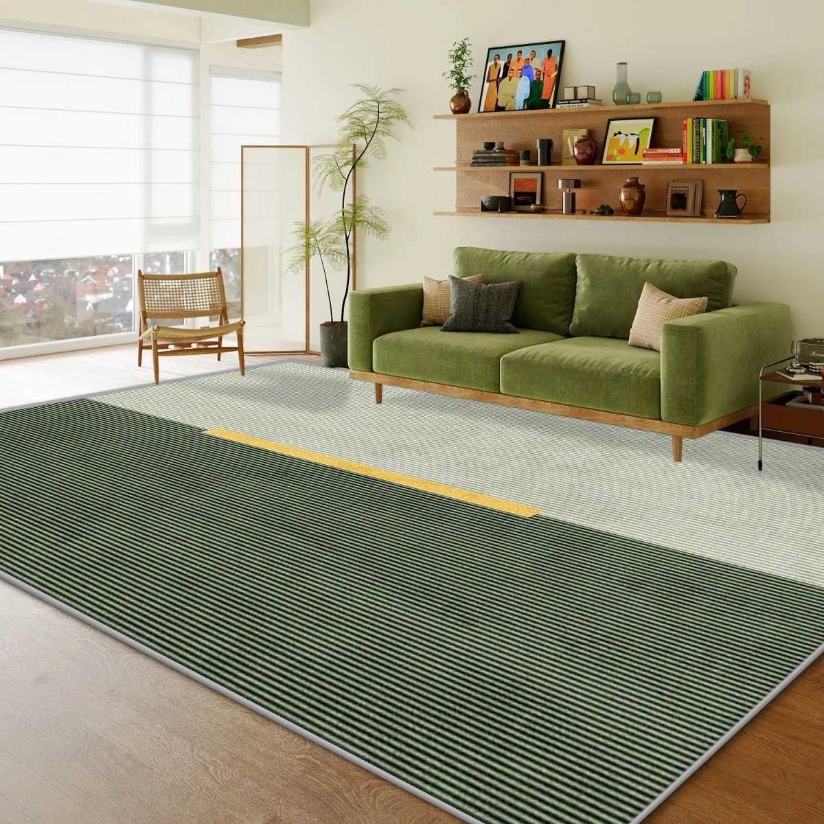 Green Living Room Carpet Light Luxury High-end Large Bedroom Bedside Rug Sofa Area Floor Mat Y251110