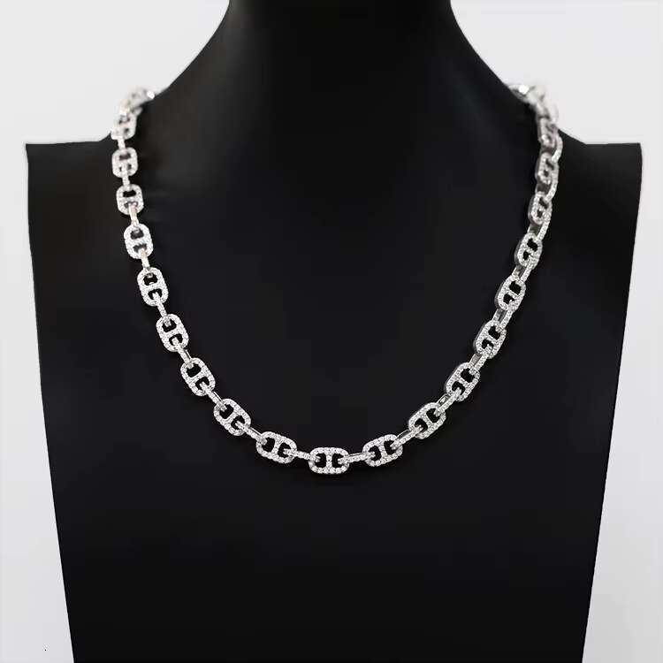 Fashion Style Pig Nose Infinity Links High Quality Moissanite Cuban Link Chains 925 Sterling Silver Chains Bracelet Necklace