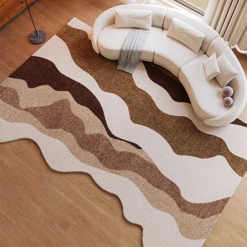 French Style Bedroom Sea Waves Decor Carpet Irregular Shapes Carpets for Living Room Home Thick Plush Floor Mat Fluffy Soft Rug Y251110