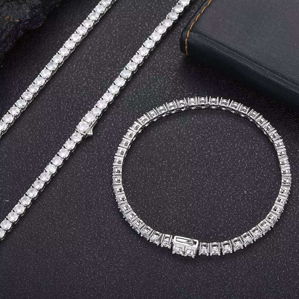 925 Sterling Silver Bracelet Hip Pop Iced Out Tennis Chain Bracelet for Men Women VVS Moissanite Diamond Bracelet