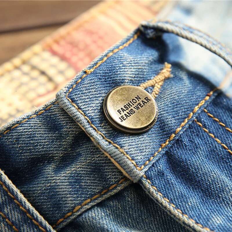 Denim Jeans Retro Straight Plus Size Brand Casual Design New Men's Trendy Pants Hole Destroy Beggars Trousers Male