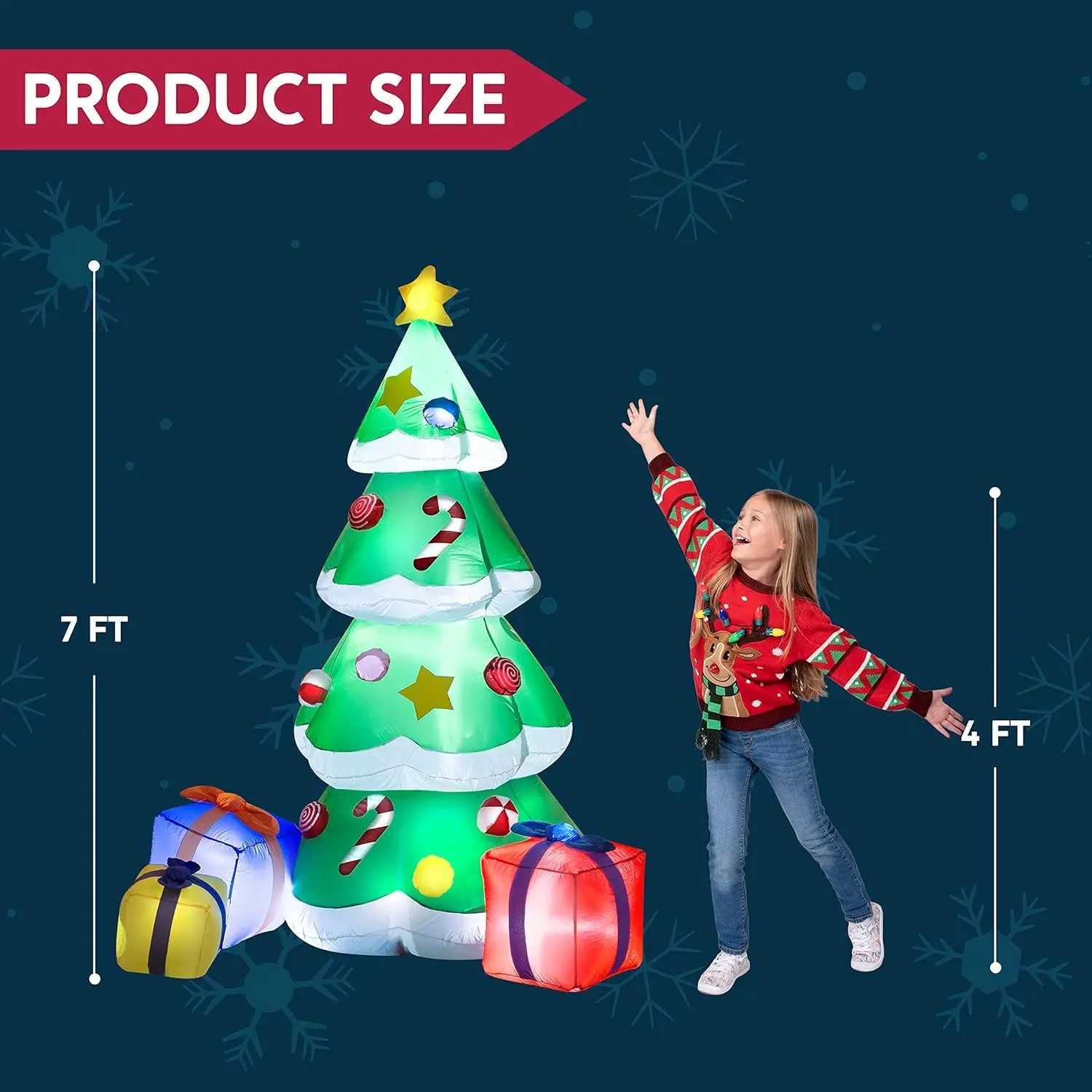 Christmas JOYFY 7 FT Christmas Tree Inflatables Decoration Giant Christmas Inflatable Tree with 3 Gift Boxes for Xmas Decoration Y251111