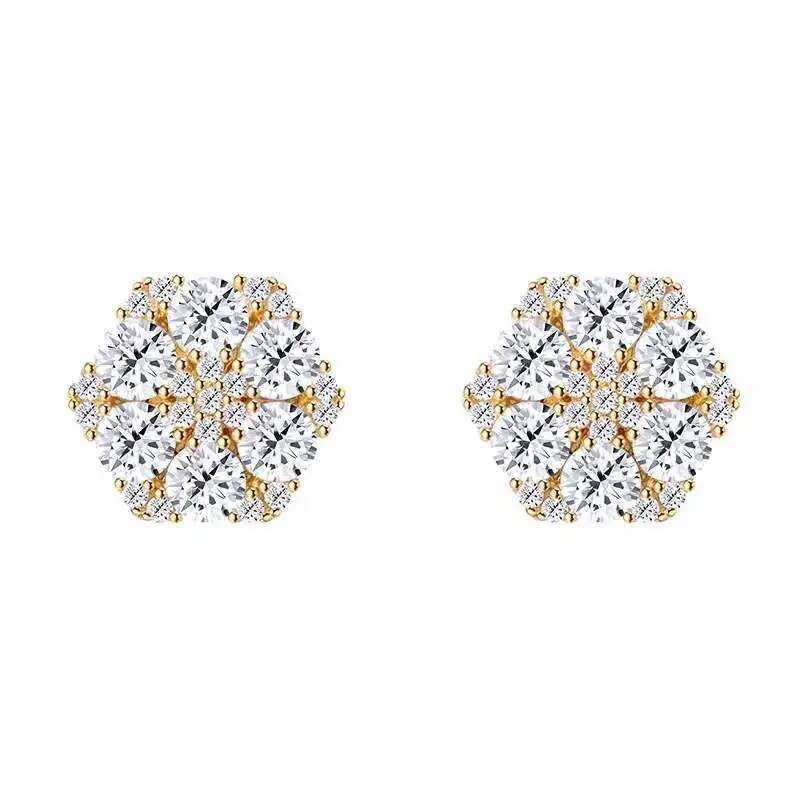 High Quality Hiphop 4mm D Color Moissanite Earrings with Screw Back Women Men Jewelry Gold Plated 925 Silver Stud Earrings Gift