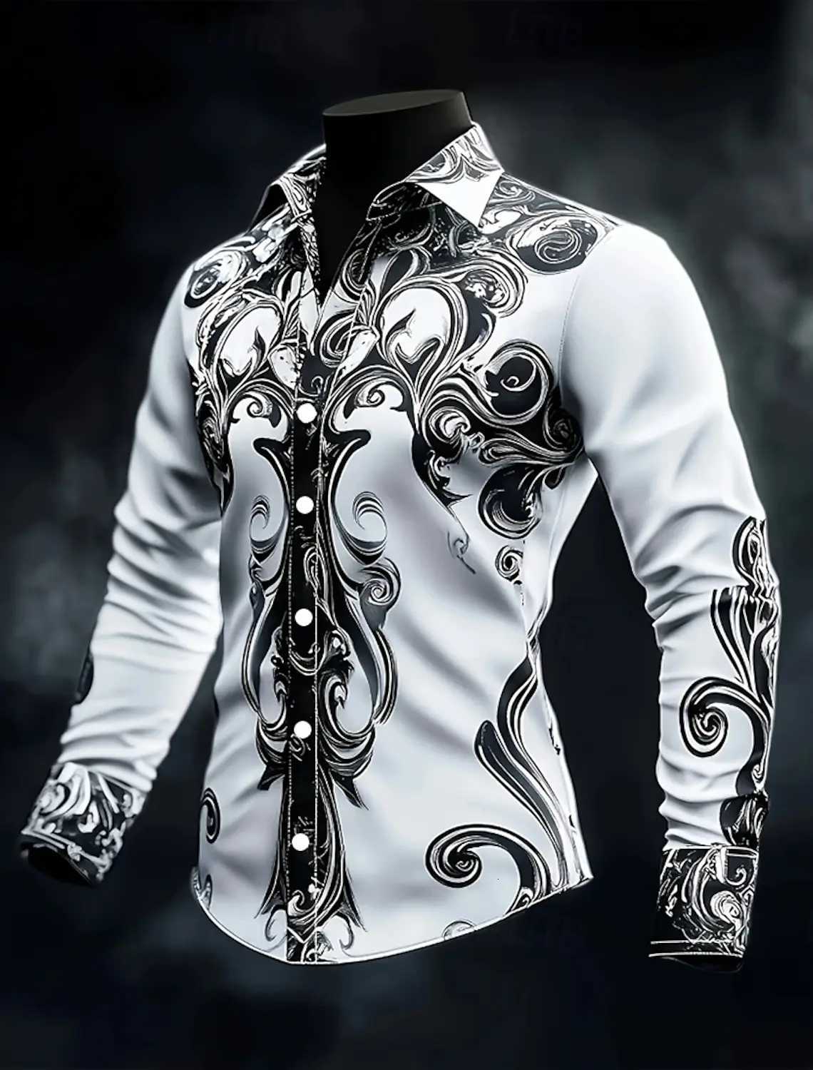 Mens Floral Print Rose Flowers Shirt Button Up Shirt Long Sleeve Dark Gothic Style Streetwear Summer 3D Print Collared Shirts K251110