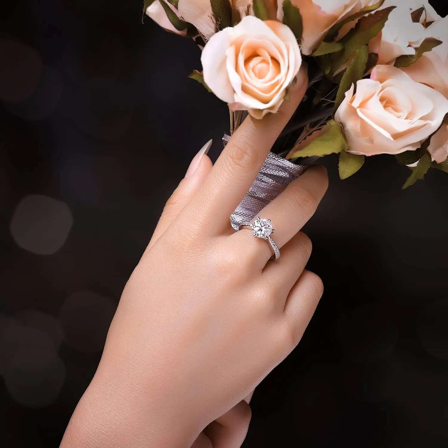 Classic 1-carat Moissanite Ring GRA Certificate Laboratory Diamond Rings Womens Wedding Jewelry 18K Gold Plated S925 Silver