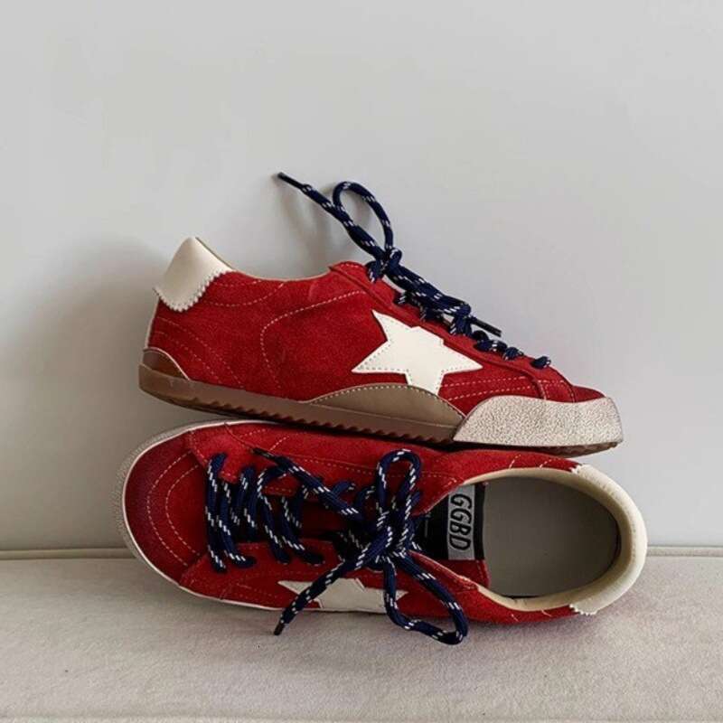Vintage Sneakers Star Red Designer Shoe for Women 2025 distress Casual Training Shoes Trendy