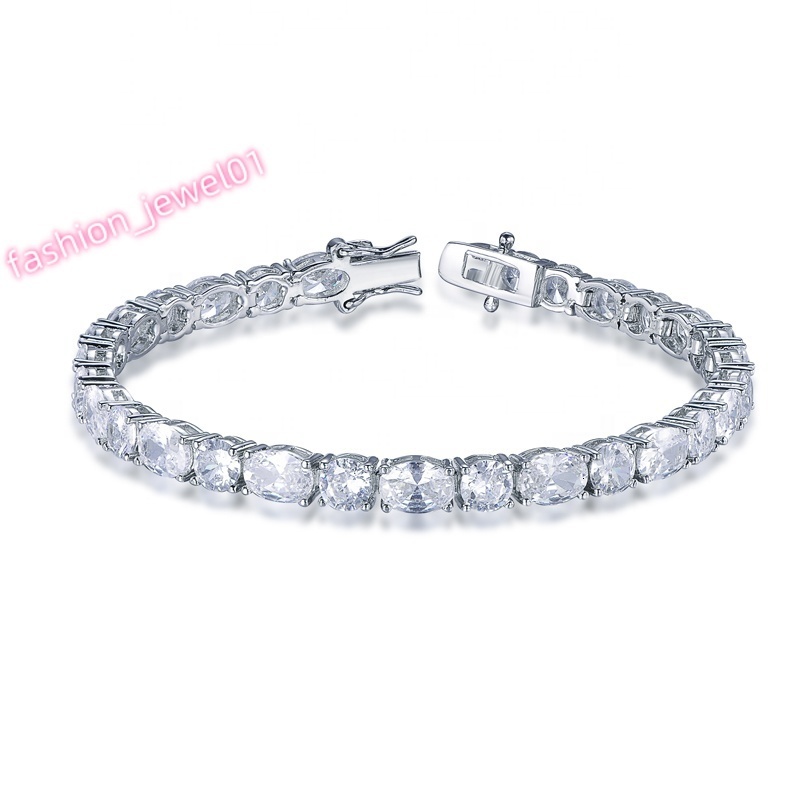 Bracciali 18 Karat White Gold Tennis Bracelet Moissonite Tennis Bracelet AAA CZ Pure Silver Tennis Bracelet