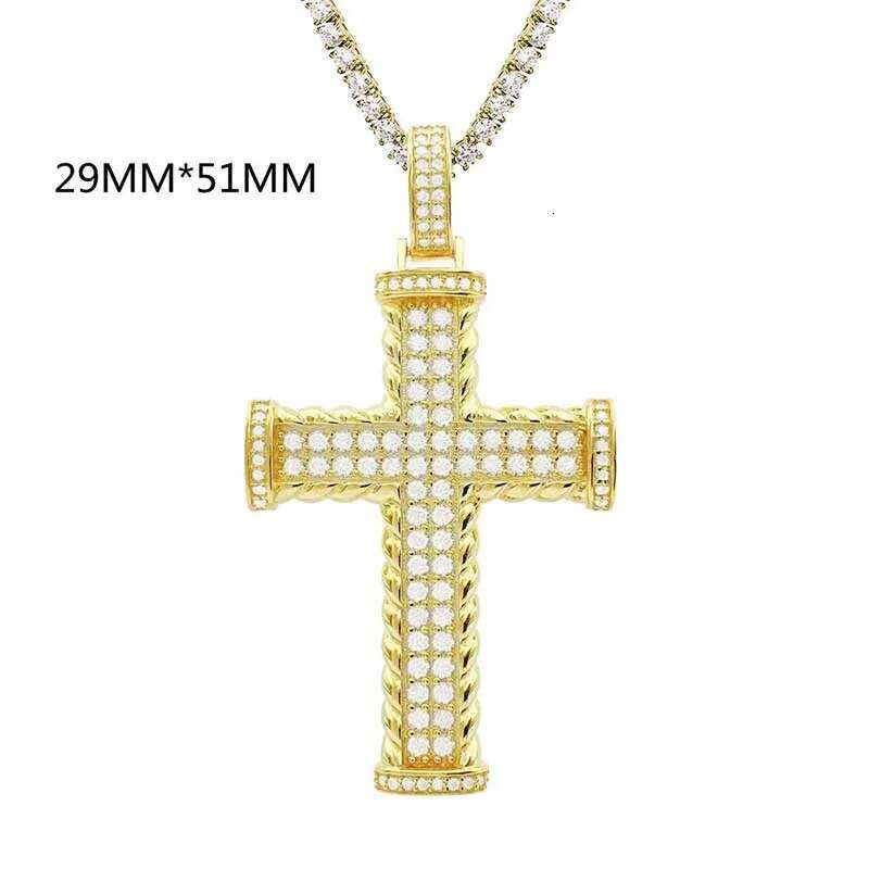 Hiphop 925 Silver Real D Color VVS1 Moissanite Cross Pendant for Men Miami Iced Out Moissanite Diamond Pendant Pass Tester