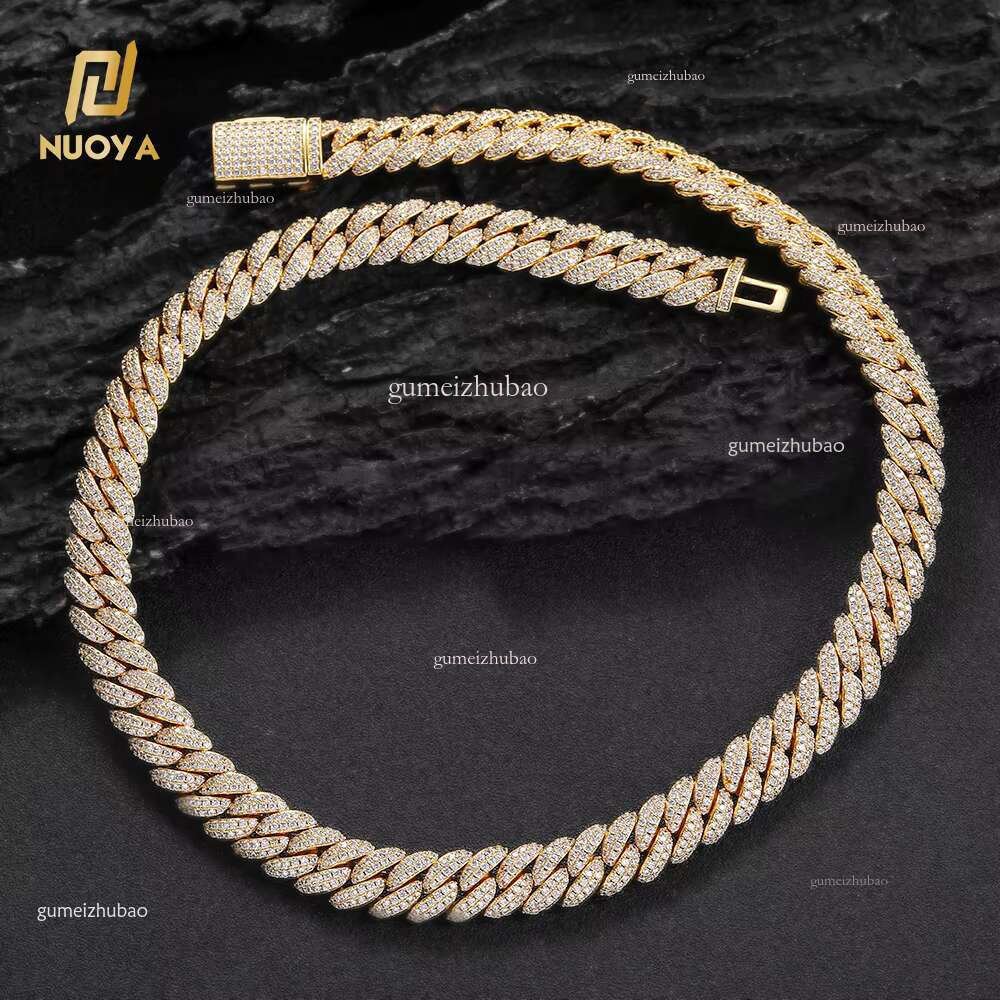 Nuoya 10mm Dia k Gold Plated Iced Out Miami Cuban Chain Necklace for Men Women