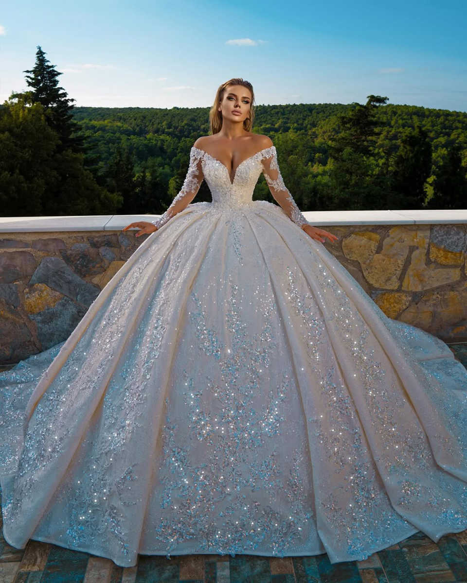 Gorgeous Ball Gown Wedding Dresses With V-Neck Lace Appliques Chapel Gown Backless Custom Made Plus Size For Special Occasion Bridal Gown Vestidos De 