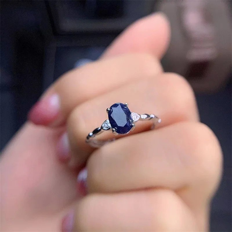 YULEM Fashion Silver Sapphire Rings for Women Solid 925 Silver Sapphire Ring 05 Ct Natural Sapphire Gemstone 251107