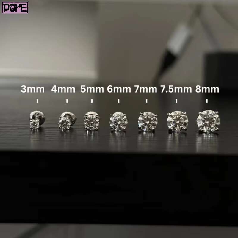 Classic Stud Earrings 925 Silver 4mm 5mm 6mm IGI VVS 3EX Round Brilliant Cut Lab Grown Diamond Earrings