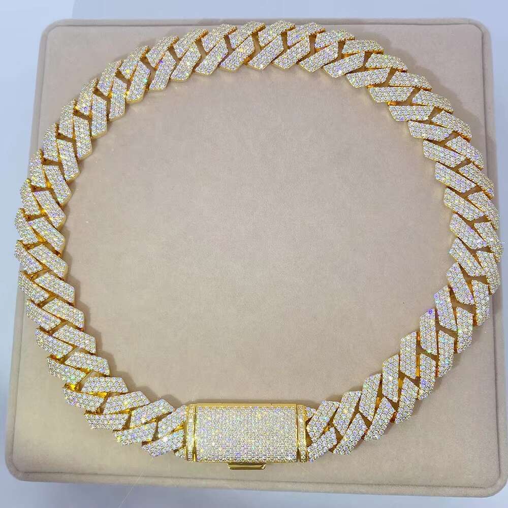 Miami Pass Diamond Tester Vvs Moissanite Diamond Hand Setting 925 Sterling Silver Wholesale Cuban Link Chain