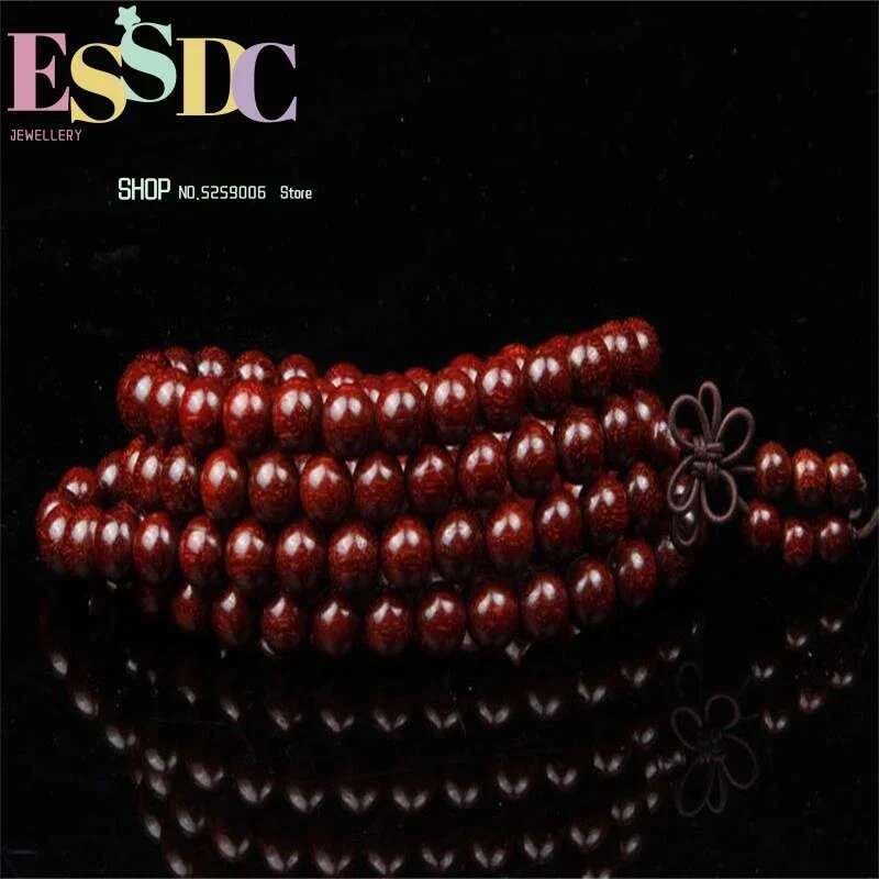 Wholesale Natural Small Leaf Red Sandalwood Prayer Beads Rosary 108 Jewelry Bracelets For Men An