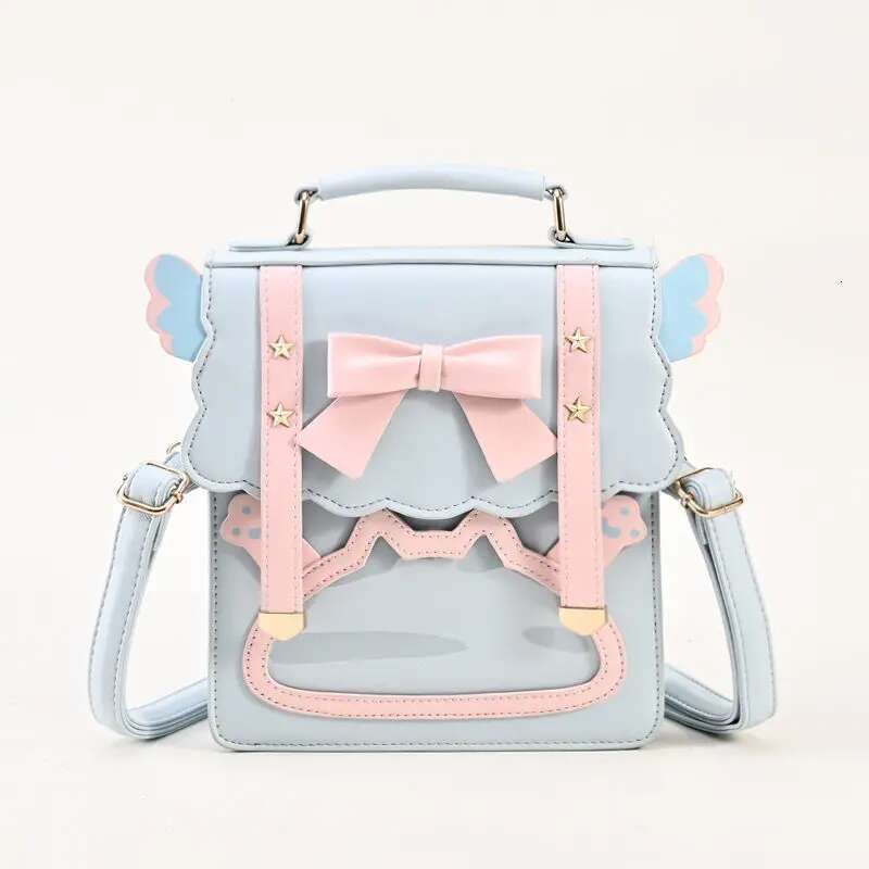 Women's Bags Student Shoulder Uniform Ita Transparent 3way Portable Lolita Messenger Bag Soft Girl Bow Backpack Japanese Jk College Bags