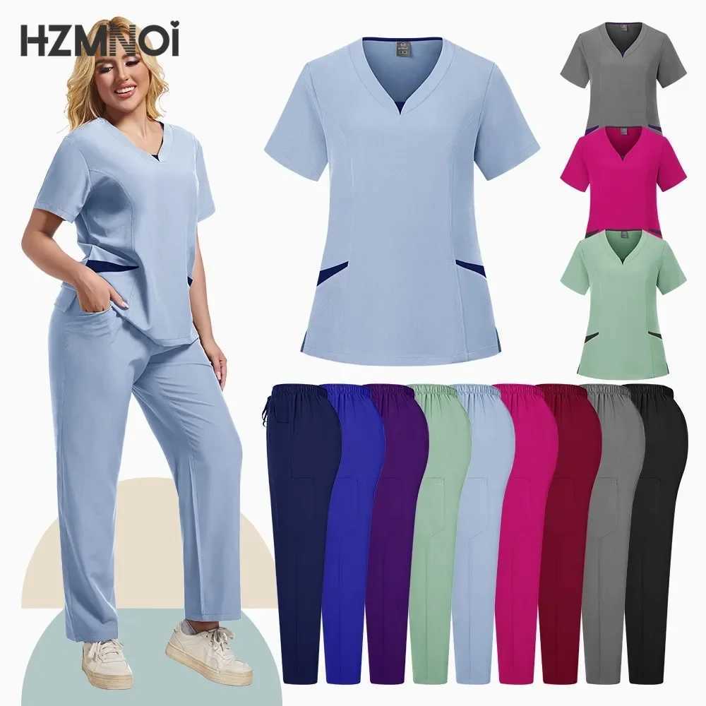 New Hospital Medical Scrub Suits Nurse Uniform Women Medical Clothing for Doctor Scrub Set Beauty Work Clothes Surgery Top Pants X250410