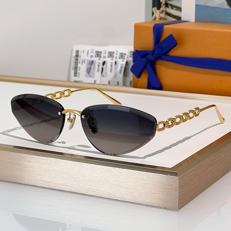Luxury Womens Sunglasses Metal Chain Legs Rimless Cat Eye Eyewear Z3015 Designer Sunglasses Outdoor Goggles UV400 Protection Glasses With Box