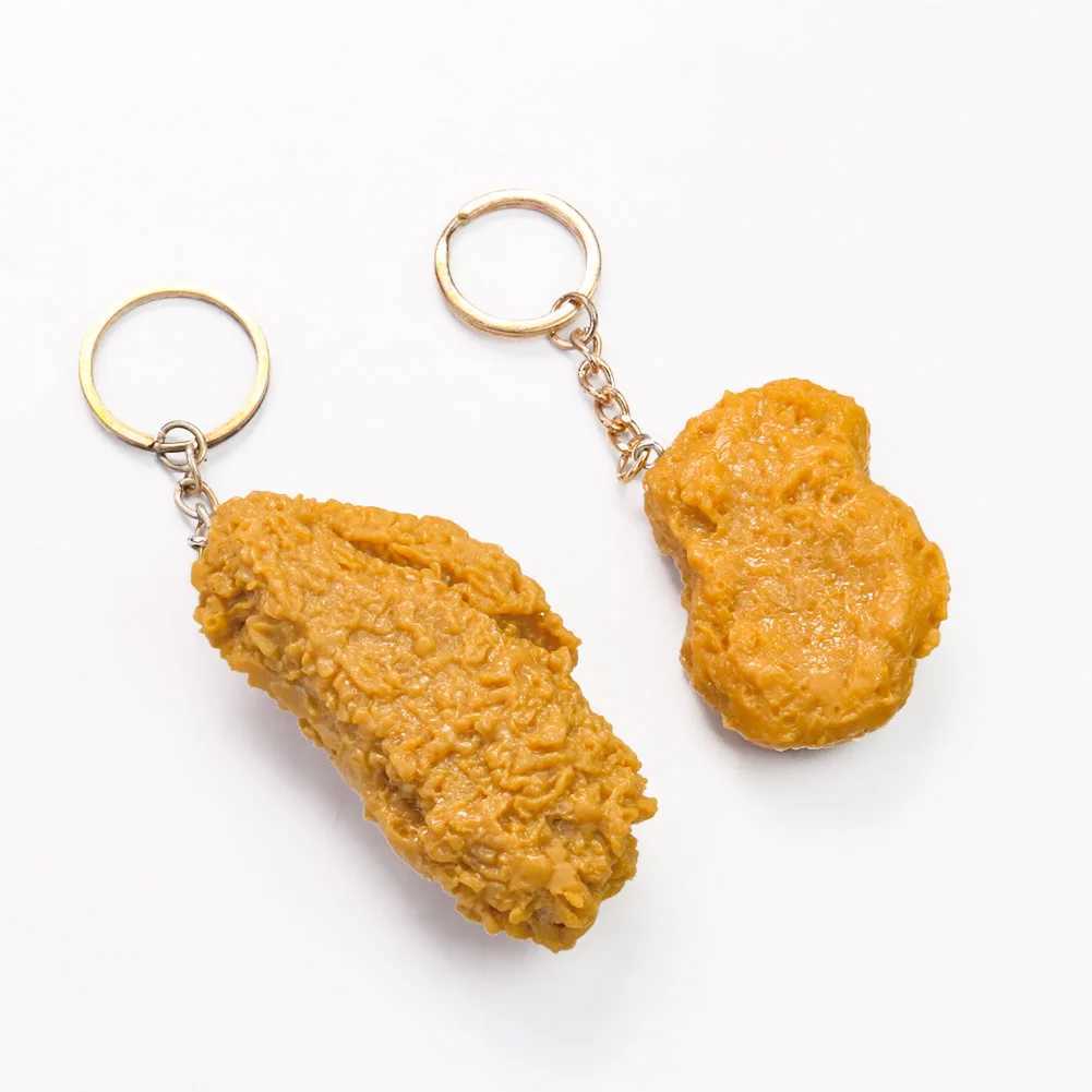 Fried Chicken Simulation Food Keychain Fried Drumstick Chicken Nuggets Keychain Restaurant Customer Gift Chef Keychain W250411