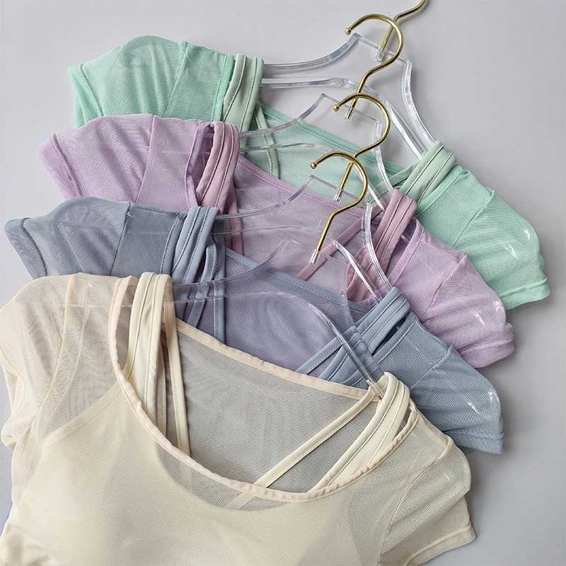 Womens Pilates Training and Fitness Set Chest Mat Yoga Set Top Quick Drying High end Feeling Sports Short Sleeve BreathableW250411
