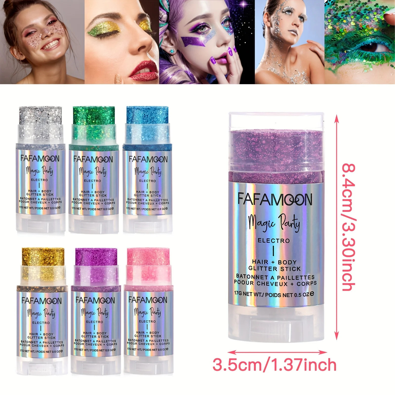 Body Glitter Stick Singer Music Rave Festival Rotating Mermaid Face Glitter Stick Holographic Glitter for FaceBodyHairEye 250410