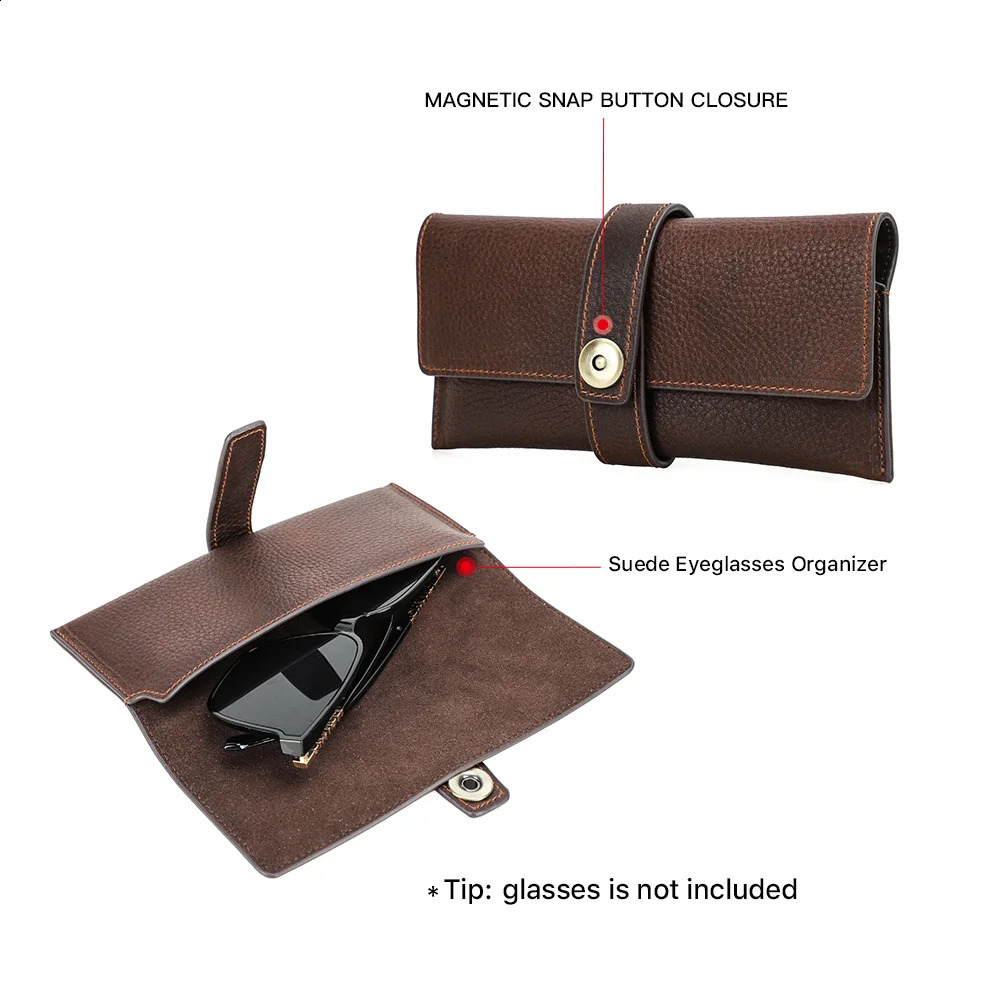 Handmade 1 piece retro leather eyeglass cover storage bag sunglasses protection box eyeglass frame for men 250409