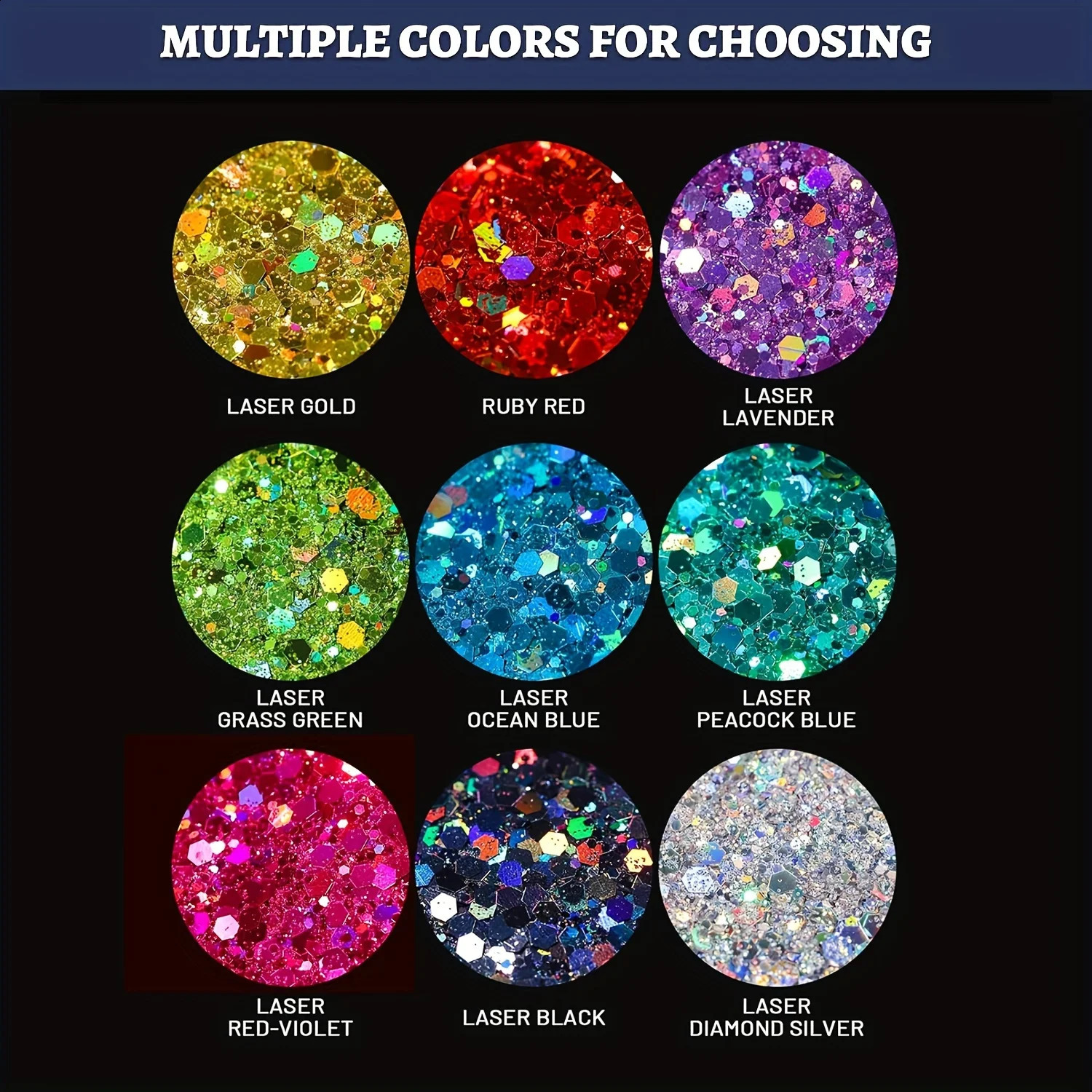 Holographic Chunky Glitter Sequins 50g Mixed Size Laser Sparkle Flakes For DIY Nail Hair SkinMusic Festival 250410