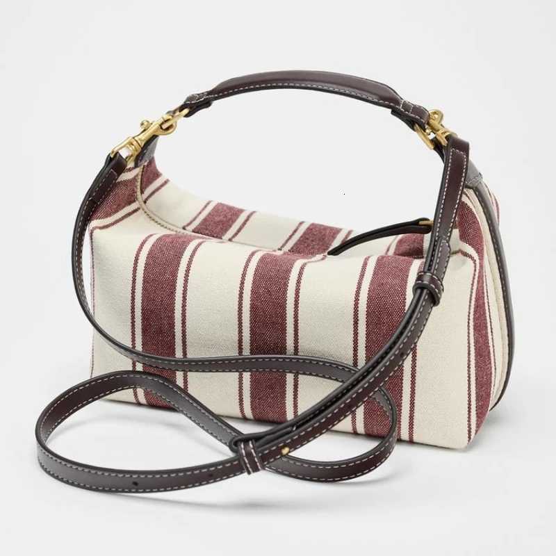 STRIPED FABRIC CITY BAG Fashionable Design Handbag Purse For Women - Spacious Crossbody Satchel Luxury Design Baguette BagT251110