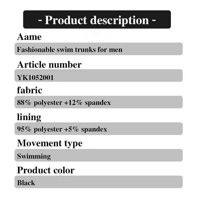 Mens swimming rod pure black large size professional waterproof fast drying biomimetic fabric shark skin swimming rodW250410