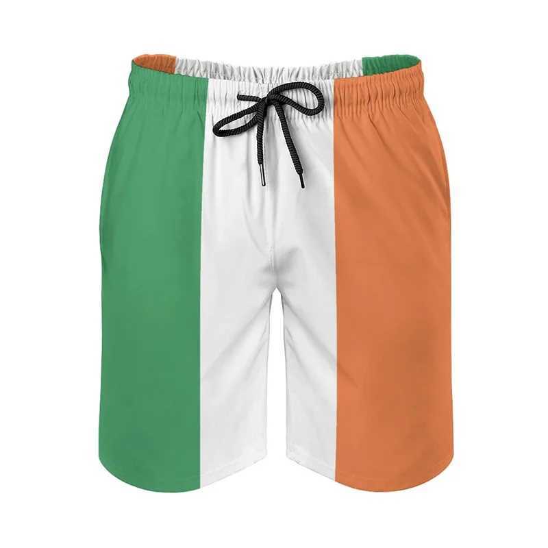 Fashionable Monaco Iceland flag beach shorts mens 3D printed swimming relay cool quick drying oversized surfboard shorts childrens clothingW250410