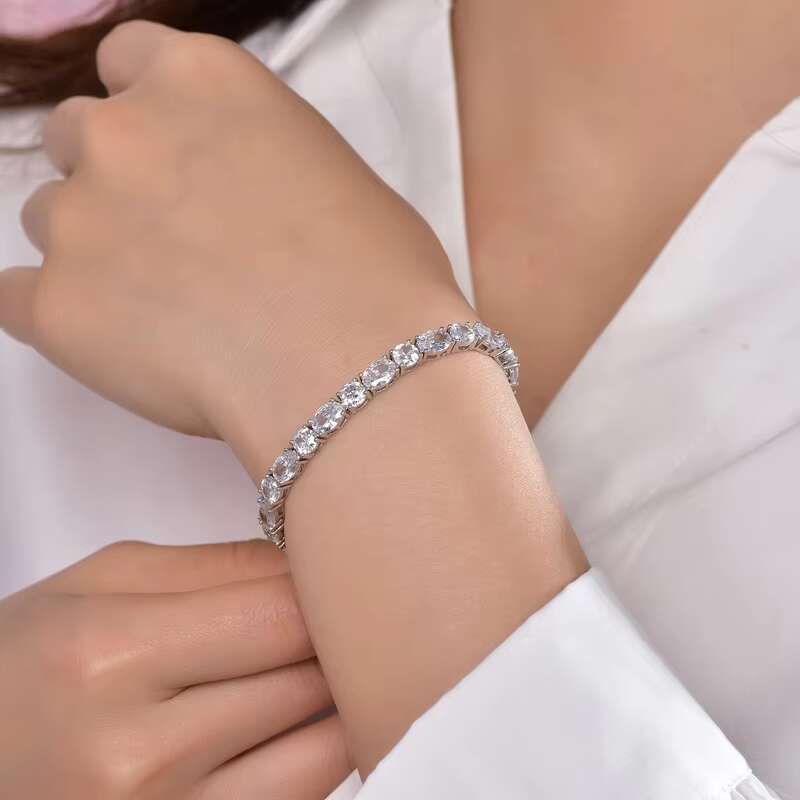 Bracciali 18 Karat White Gold Tennis Bracelet Moissonite Tennis Bracelet AAA CZ Pure Silver Tennis Bracelet