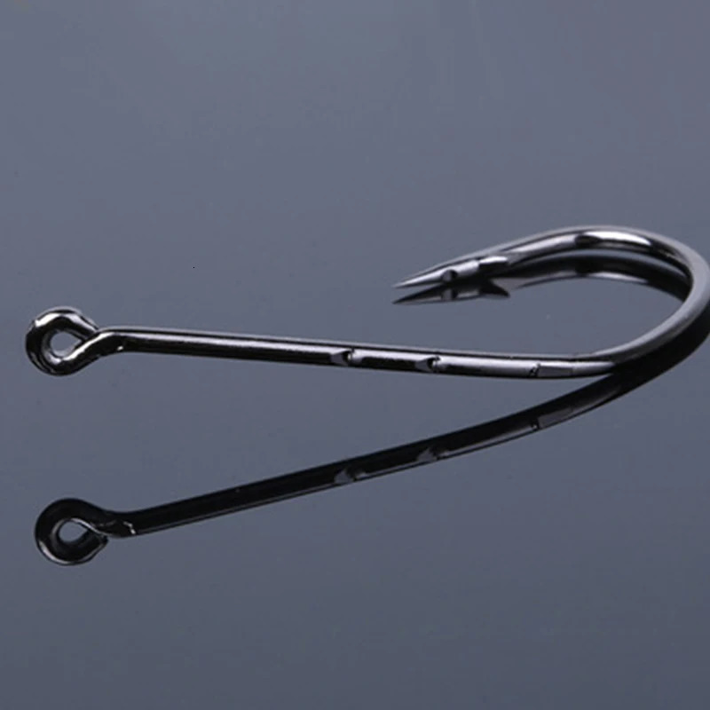 50pcslot Fish Hooks Double Bait Holder Barbed Fishhook Long Shank Carbon Steel Sharp Fishhook Beach And Live Bait Fishing Hooks 251103