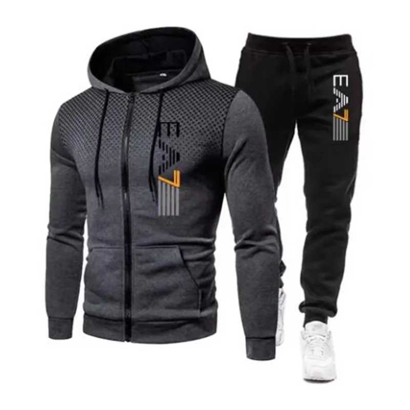 New mens warm hooded sports suit Mens sports fitness wear Mens running set Sports suit with hood Mens hooded coat for sportsT251111