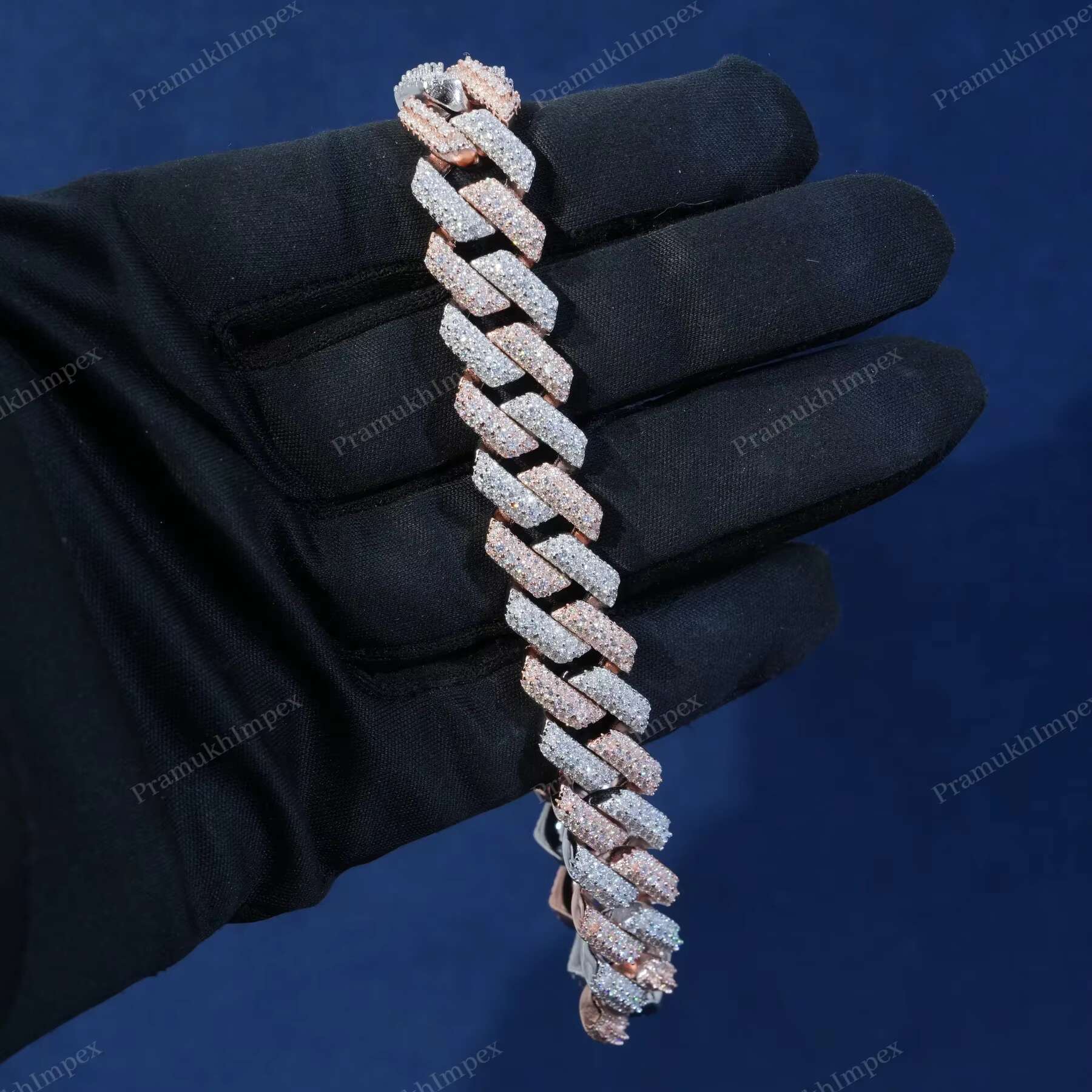 Best Hot Selling Moissanite Two Tone Square Cuban Link Manufacturer At India Pass Diamonds Tester GRA Certified Hip Hop Bracelet