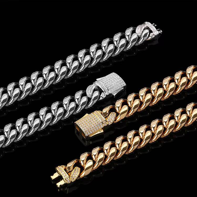 Moissanite Clasp Bracelets En Acier Inoxydable Gold Bracelets for Men Designs Cuban Bracelet Stainless Steel