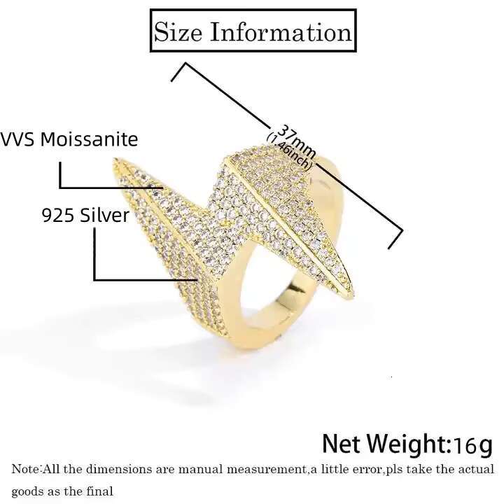 Mens Fashion Ring 925 Silver Paired With 14k 18k Gold Plated Vvs Mosan Diamond Customized With
