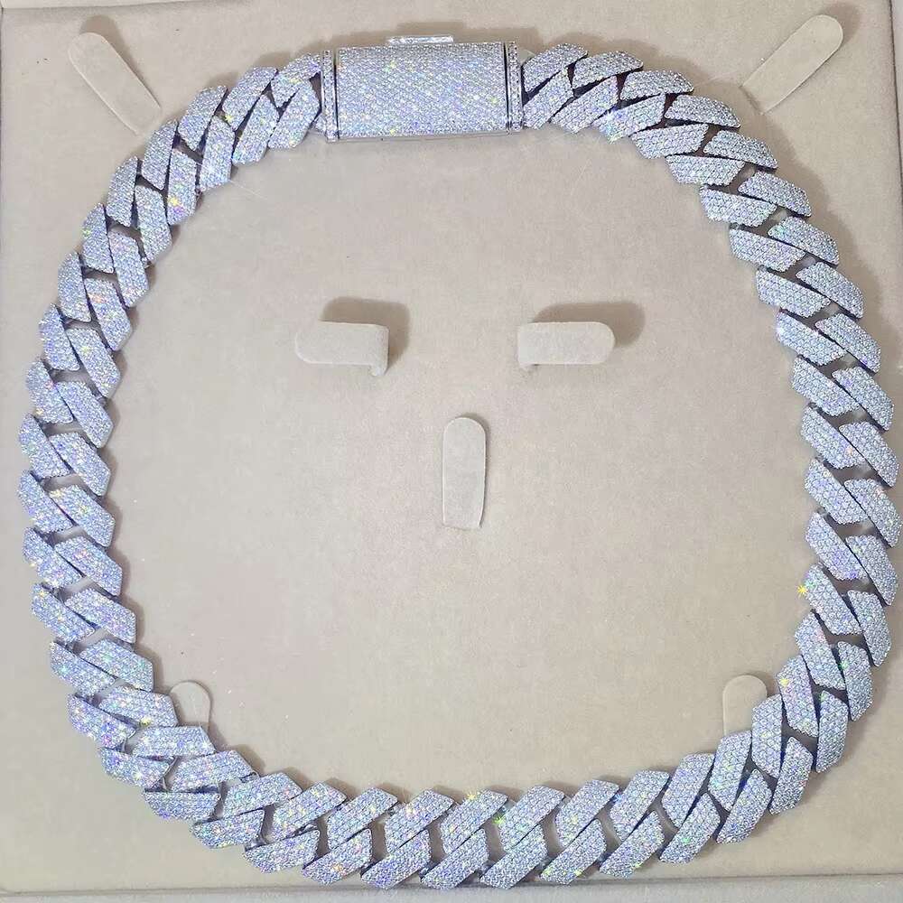Luxury Custom Jewelry Hip Hop Iced Out Mens Miami Diamonds Necklace Sterling Silver 4 Rows 20mm Cuban Link Chain