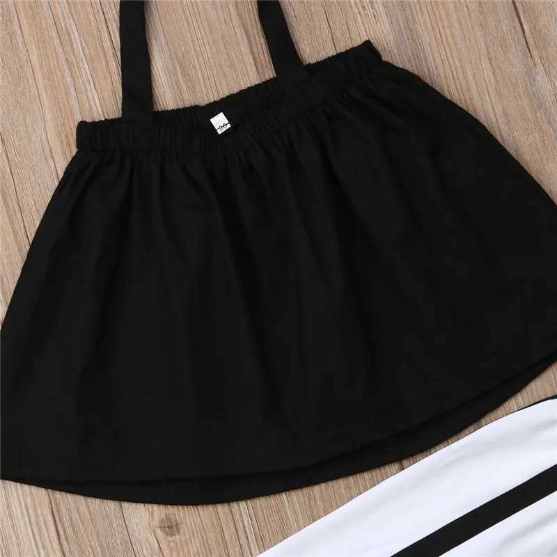1-5 year baby girl summer clothing set shoulder solid color cut top+striped pants leg set girl 2-piece casual setXJ250410