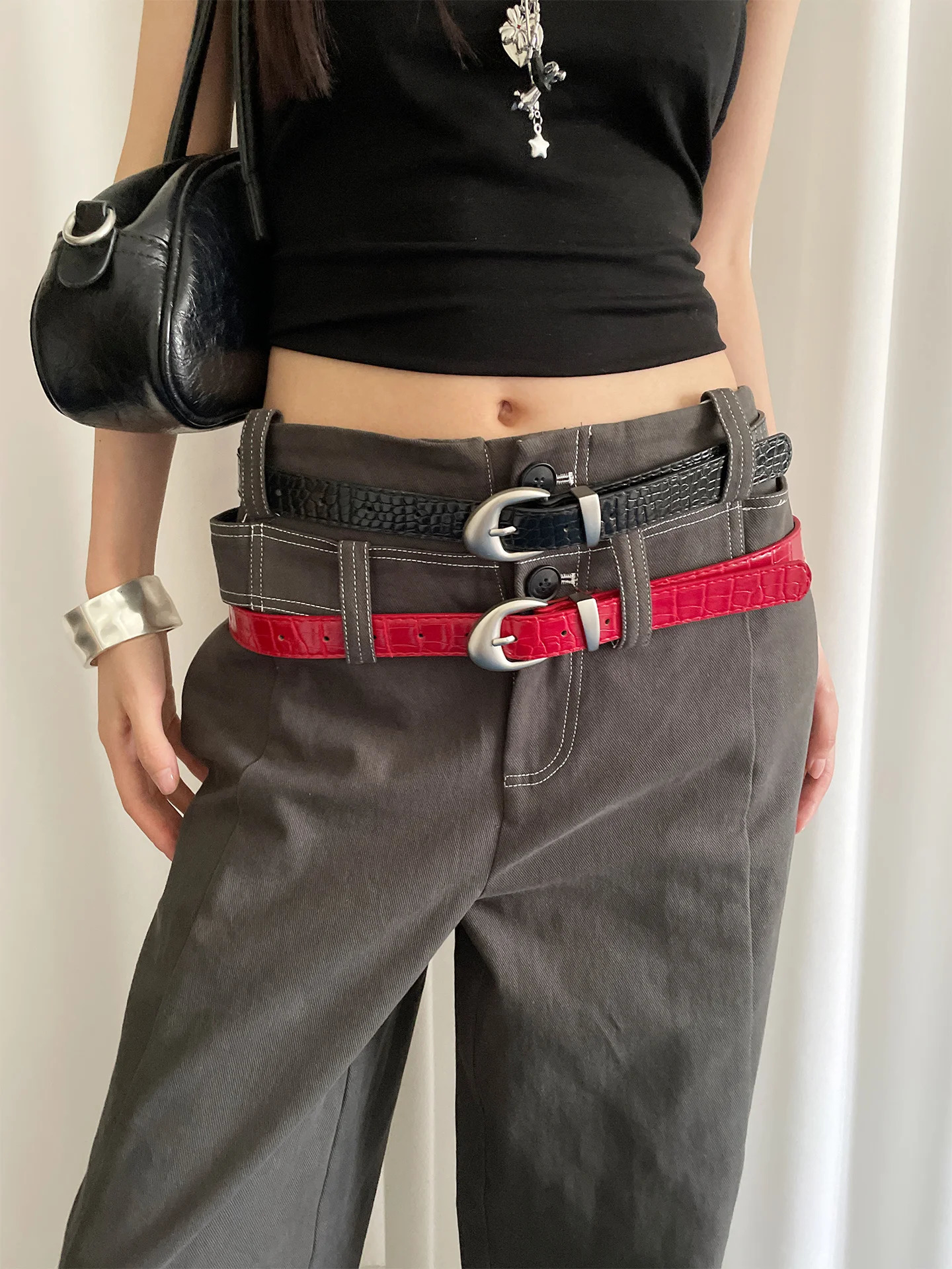HighEnd Pattern Red Thin Belt For Women 2025 Niche Fashion Belt For Skirts And Jeans 251031