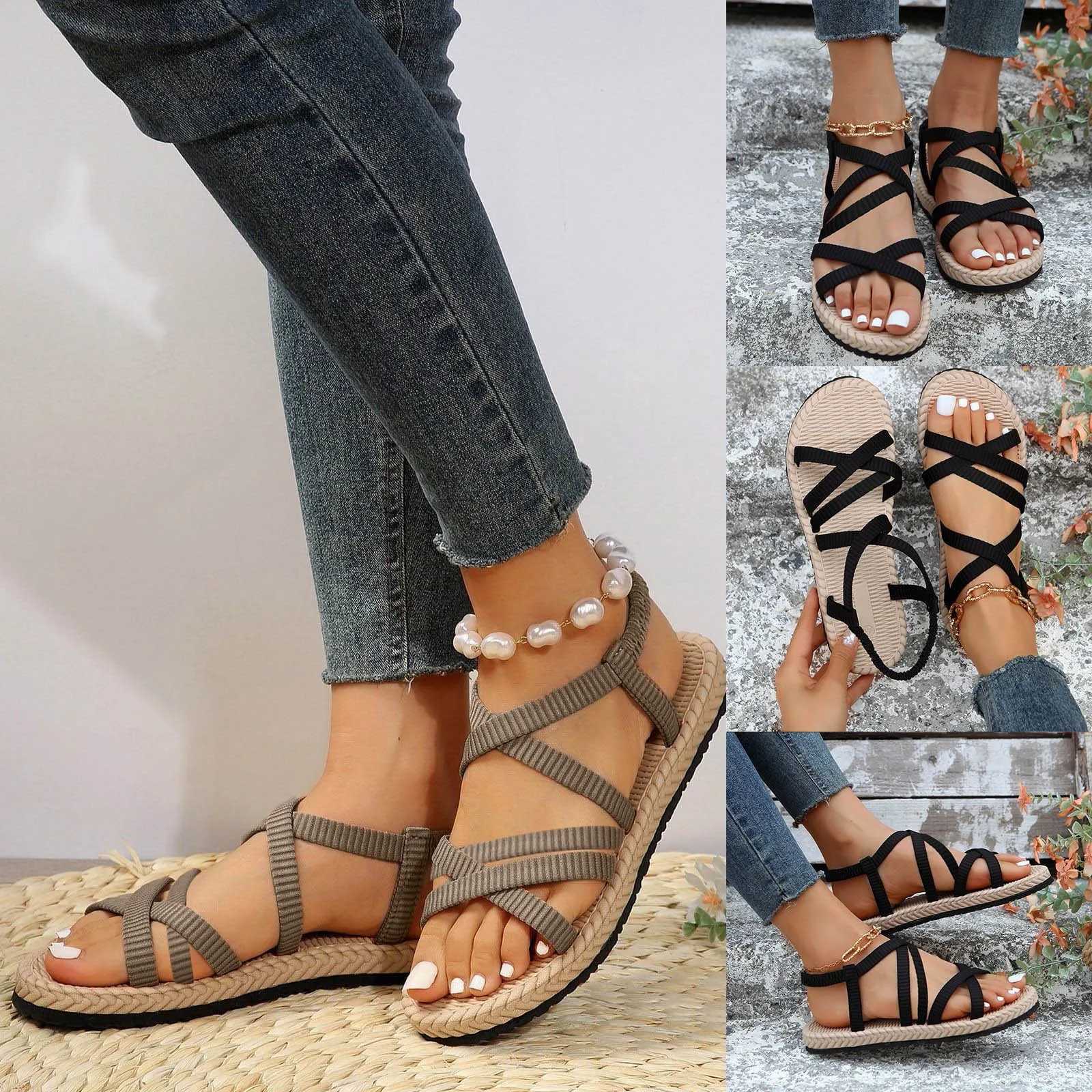 Womens Fi flat shoes open toe sandals comfortable casual shoes slippers Bohemian style casual sandals Sandali Piatti slippersXJ250410